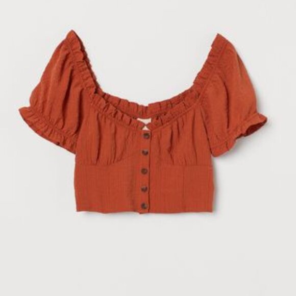 H&M Rust Seersucker Top - Picture 1 of 2